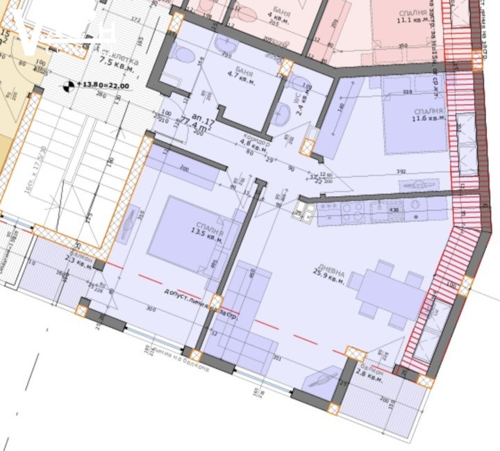 тристаен апартамент с паркомясто в кв. Аспарухово
